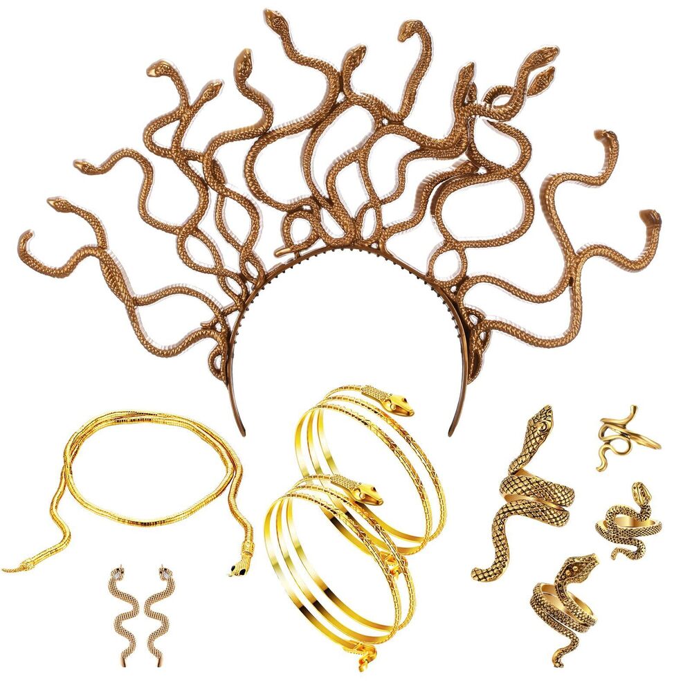 8774 9 Pcs Halloween Medusa Costume Accessoriess Women, Medusa